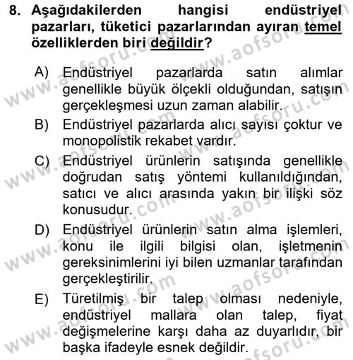 Tur Planlaması ve Yönetimi Dersi 2023 - 2024 Yılı Yaz Okulu Sınav Soruları 8. Soru