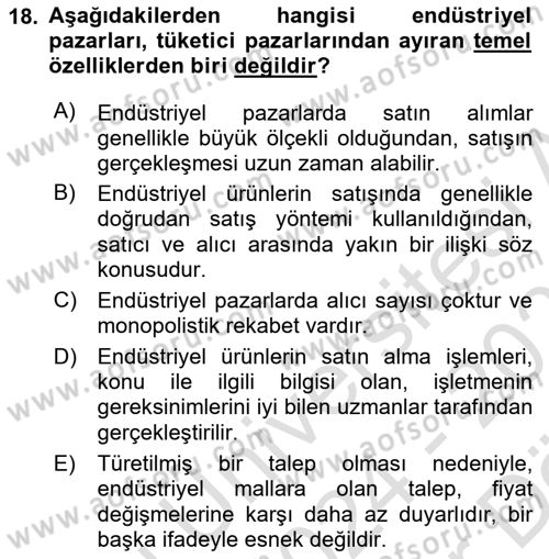 Tur Planlaması ve Yönetimi Dersi 2024 - 2025 Yılı (Vize) Ara Sınav Soruları 18. Soru