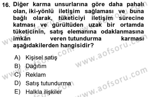 Tur Planlaması ve Yönetimi Dersi 2024 - 2025 Yılı (Final) Dönem Sonu Sınav Soruları 16. Soru