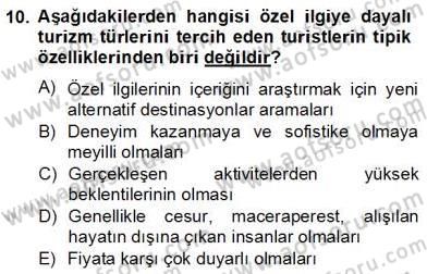 Alternatif Turizm Dersi 2012 - 2013 Yılı (Final) Dönem Sonu Sınav Soruları 10. Soru