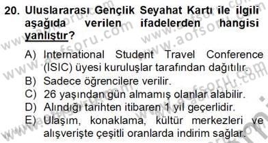 Alternatif Turizm Dersi 2012 - 2013 Yılı (Final) Dönem Sonu Sınav Soruları 20. Soru