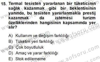Alternatif Turizm Dersi 2014 - 2015 Yılı (Vize) Ara Sınav Soruları 15. Soru