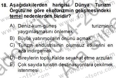 Alternatif Turizm Dersi 2014 - 2015 Yılı (Vize) Ara Sınav Soruları 18. Soru