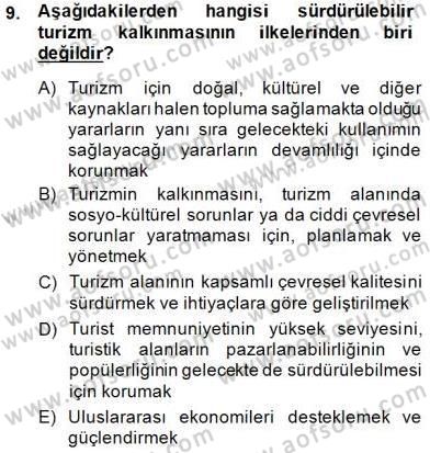 Alternatif Turizm Dersi 2014 - 2015 Yılı (Vize) Ara Sınav Soruları 9. Soru