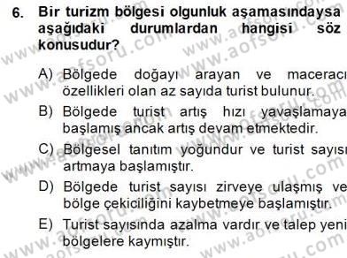 Alternatif Turizm Dersi 2014 - 2015 Yılı (Final) Dönem Sonu Sınav Soruları 6. Soru