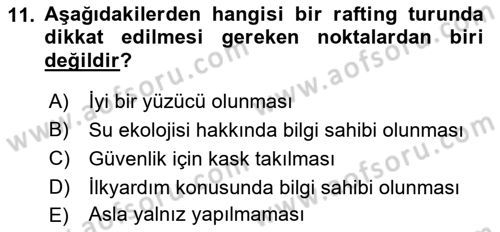 Alternatif Turizm Dersi 2015 - 2016 Yılı (Vize) Ara Sınav Soruları 11. Soru