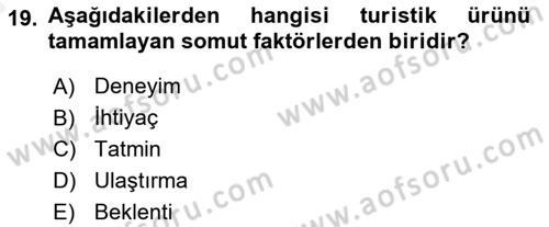 Alternatif Turizm Dersi 2015 - 2016 Yılı (Vize) Ara Sınav Soruları 19. Soru
