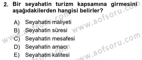 Alternatif Turizm Dersi 2015 - 2016 Yılı (Vize) Ara Sınav Soruları 2. Soru