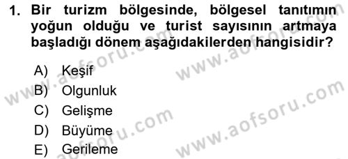 Alternatif Turizm Dersi 2015 - 2016 Yılı (Final) Dönem Sonu Sınav Soruları 1. Soru