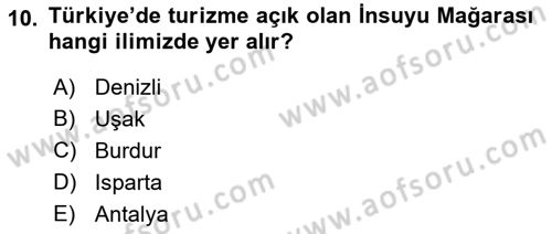 Alternatif Turizm Dersi 2015 - 2016 Yılı (Final) Dönem Sonu Sınav Soruları 10. Soru