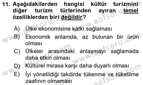 Alternatif Turizm Dersi 2015 - 2016 Yılı (Final) Dönem Sonu Sınav Soruları 11. Soru