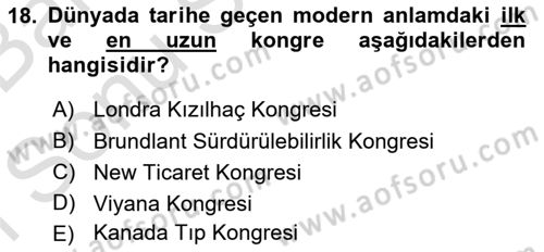 Alternatif Turizm Dersi 2015 - 2016 Yılı (Final) Dönem Sonu Sınav Soruları 18. Soru
