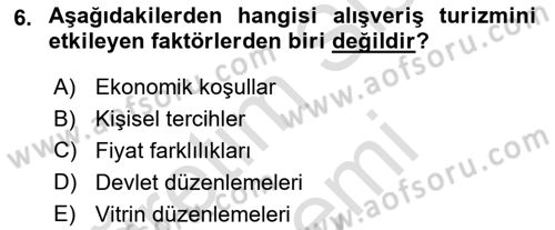 Alternatif Turizm Dersi 2015 - 2016 Yılı (Final) Dönem Sonu Sınav Soruları 6. Soru