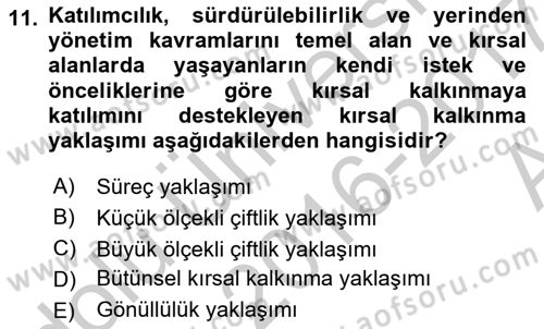 Alternatif Turizm Dersi 2016 - 2017 Yılı (Vize) Ara Sınav Soruları 11. Soru