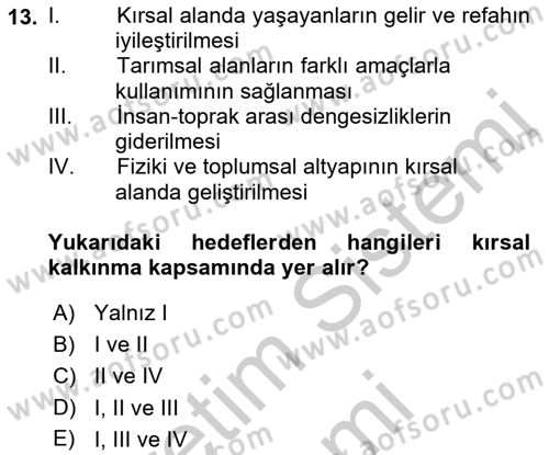 Alternatif Turizm Dersi 2016 - 2017 Yılı (Vize) Ara Sınav Soruları 13. Soru