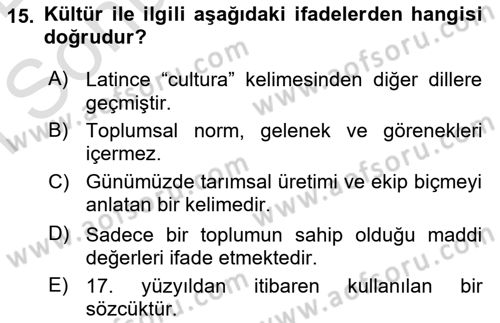 Alternatif Turizm Dersi 2016 - 2017 Yılı (Final) Dönem Sonu Sınav Soruları 15. Soru