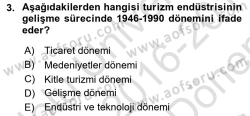 Alternatif Turizm Dersi 2016 - 2017 Yılı (Final) Dönem Sonu Sınav Soruları 3. Soru