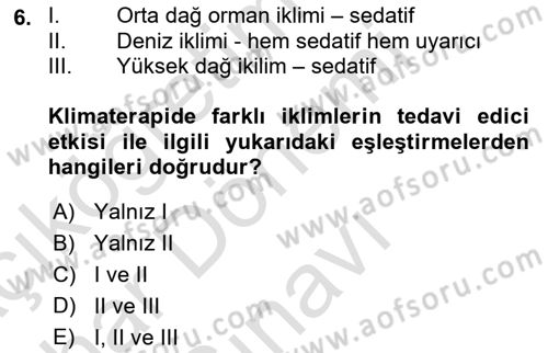 Alternatif Turizm Dersi 2016 - 2017 Yılı (Final) Dönem Sonu Sınav Soruları 6. Soru