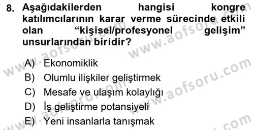 Alternatif Turizm Dersi 2016 - 2017 Yılı (Final) Dönem Sonu Sınav Soruları 8. Soru