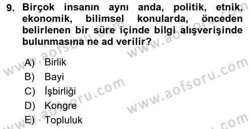 Alternatif Turizm Dersi 2016 - 2017 Yılı (Final) Dönem Sonu Sınav Soruları 9. Soru