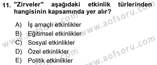 Alternatif Turizm Dersi 2017 - 2018 Yılı (Vize) Ara Sınav Soruları 11. Soru