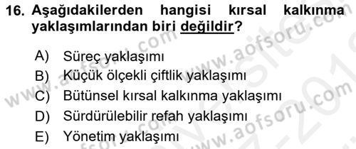 Alternatif Turizm Dersi 2017 - 2018 Yılı (Vize) Ara Sınav Soruları 16. Soru