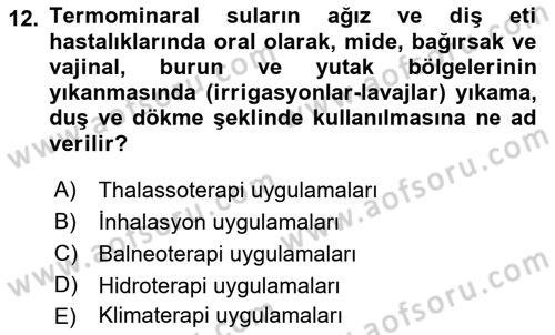 Alternatif Turizm Dersi 2017 - 2018 Yılı (Final) Dönem Sonu Sınav Soruları 12. Soru