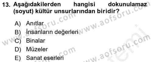 Alternatif Turizm Dersi 2017 - 2018 Yılı (Final) Dönem Sonu Sınav Soruları 13. Soru