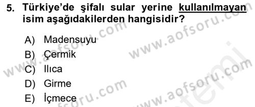 Alternatif Turizm Dersi 2017 - 2018 Yılı (Final) Dönem Sonu Sınav Soruları 5. Soru