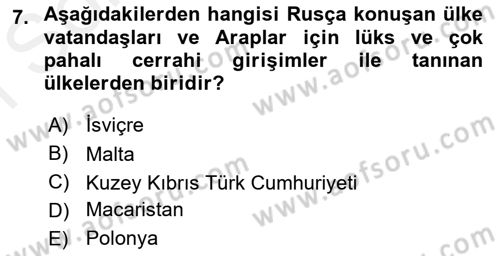 Alternatif Turizm Dersi 2017 - 2018 Yılı (Final) Dönem Sonu Sınav Soruları 7. Soru