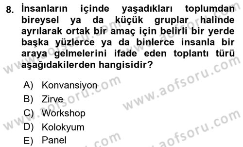 Alternatif Turizm Dersi 2017 - 2018 Yılı (Final) Dönem Sonu Sınav Soruları 8. Soru