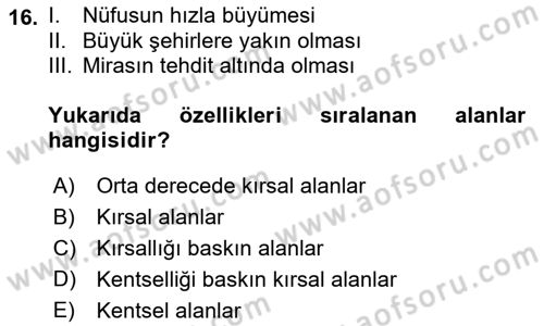 Alternatif Turizm Dersi 2018 - 2019 Yılı (Vize) Ara Sınav Soruları 16. Soru