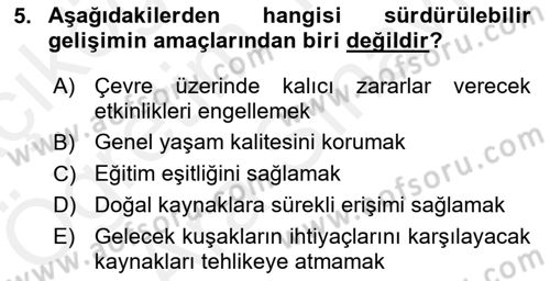 Alternatif Turizm Dersi 2018 - 2019 Yılı (Vize) Ara Sınav Soruları 5. Soru