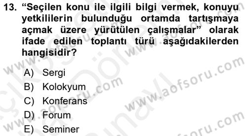 Alternatif Turizm Dersi 2018 - 2019 Yılı (Final) Dönem Sonu Sınav Soruları 13. Soru