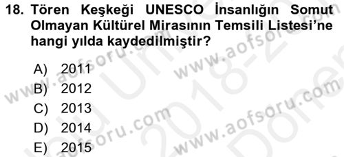 Alternatif Turizm Dersi 2018 - 2019 Yılı (Final) Dönem Sonu Sınav Soruları 18. Soru