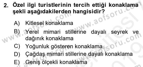 Alternatif Turizm Dersi 2018 - 2019 Yılı (Final) Dönem Sonu Sınav Soruları 2. Soru