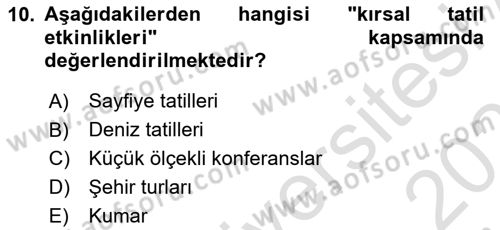 Alternatif Turizm Dersi 2022 - 2023 Yılı Yaz Okulu Sınav Soruları 10. Soru