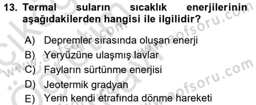 Alternatif Turizm Dersi 2022 - 2023 Yılı Yaz Okulu Sınav Soruları 13. Soru