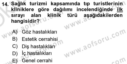 Alternatif Turizm Dersi 2022 - 2023 Yılı Yaz Okulu Sınav Soruları 14. Soru