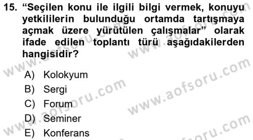 Alternatif Turizm Dersi 2022 - 2023 Yılı Yaz Okulu Sınav Soruları 15. Soru