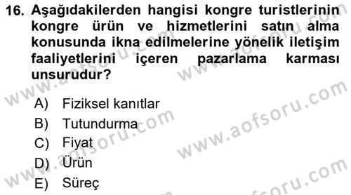 Alternatif Turizm Dersi 2022 - 2023 Yılı Yaz Okulu Sınav Soruları 16. Soru