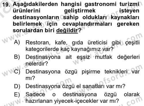 Alternatif Turizm Dersi 2022 - 2023 Yılı Yaz Okulu Sınav Soruları 19. Soru