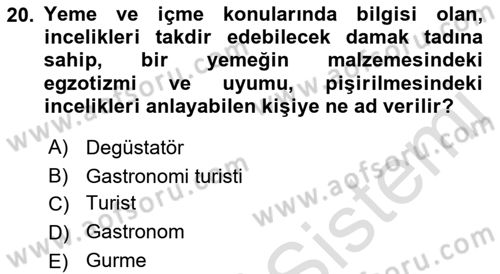 Alternatif Turizm Dersi 2022 - 2023 Yılı Yaz Okulu Sınav Soruları 20. Soru