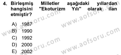 Alternatif Turizm Dersi 2022 - 2023 Yılı Yaz Okulu Sınav Soruları 4. Soru