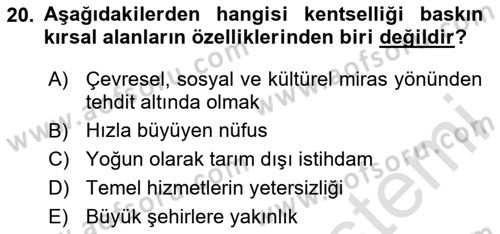 Alternatif Turizm Dersi 2023 - 2024 Yılı (Vize) Ara Sınav Soruları 20. Soru