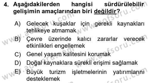 Alternatif Turizm Dersi 2023 - 2024 Yılı (Vize) Ara Sınav Soruları 4. Soru