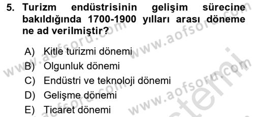 Alternatif Turizm Dersi 2023 - 2024 Yılı (Vize) Ara Sınav Soruları 5. Soru
