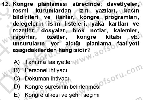 Alternatif Turizm Dersi 2023 - 2024 Yılı (Final) Dönem Sonu Sınav Soruları 12. Soru