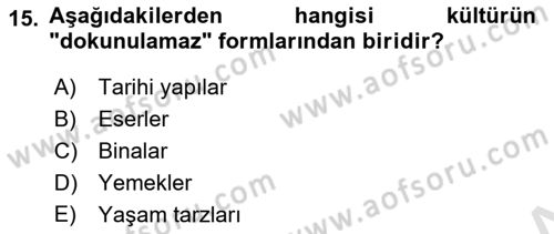 Alternatif Turizm Dersi 2023 - 2024 Yılı (Final) Dönem Sonu Sınav Soruları 15. Soru