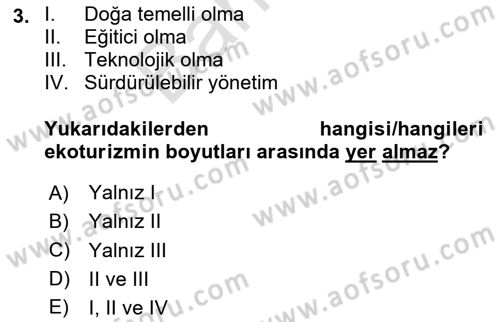 Alternatif Turizm Dersi 2023 - 2024 Yılı (Final) Dönem Sonu Sınav Soruları 3. Soru